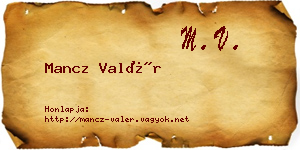 Mancz Valér névjegykártya